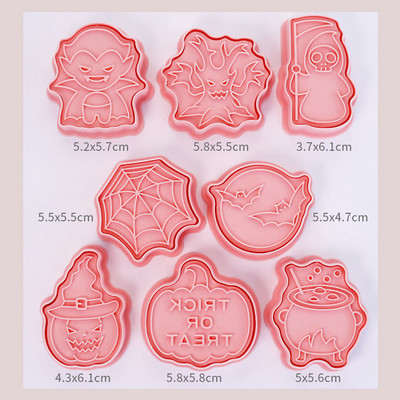 8 bucăți/set Forme pentru prăjituri de Crăciun 3D de desene animate presabile pentru biscuiți de Crăciun matriță din rășină pentru prăjituri de bucătărie, coacere, patiserie, instrument de copt