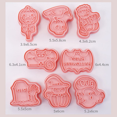 8 bucăți/set Forme pentru prăjituri de Crăciun 3D de desene animate presabile pentru biscuiți de Crăciun matriță din rășină pentru prăjituri de bucătărie, coacere, patiserie, instrument de copt
