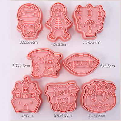 8 bucăți/set Forme pentru prăjituri de Crăciun 3D de desene animate presabile pentru biscuiți de Crăciun matriță din rășină pentru prăjituri de bucătărie, coacere, patiserie, instrument de copt