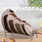 Tavă antiaderentă pentru pizza, forma rotundă pentru tort, din oțel carbon, cuptor cu microunde, tavă de servire, reutilizabilă, rezistentă la căldură, pentru bucătărie de acasă