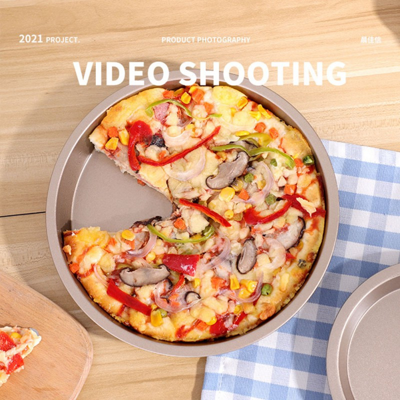 Tavă antiaderentă pentru pizza, forma rotundă pentru tort, din oțel carbon, cuptor cu microunde, tavă de servire, reutilizabilă, rezistentă la căldură, pentru bucătărie de acasă