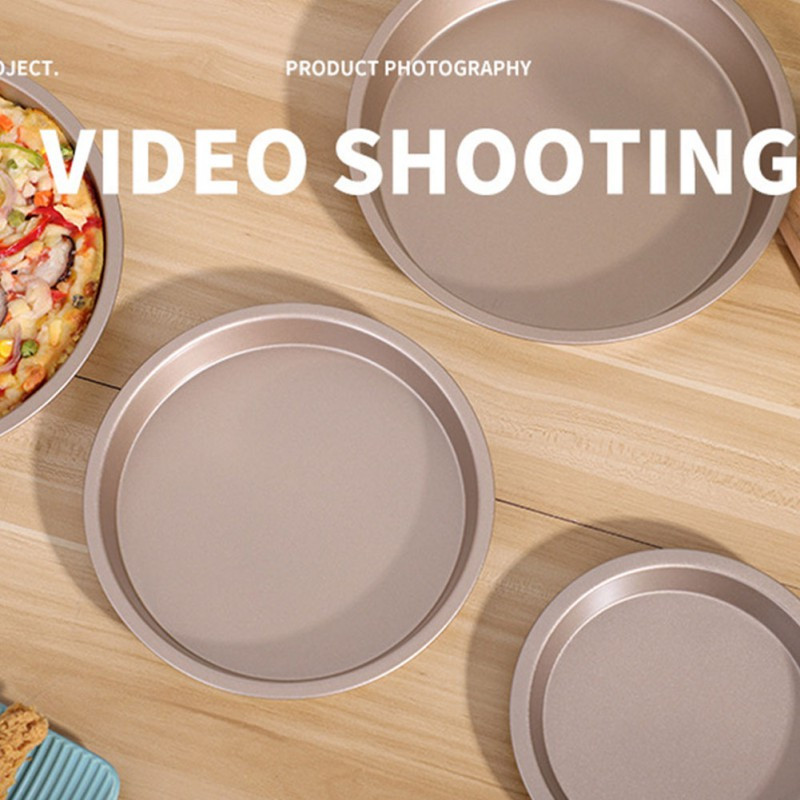 Tavă antiaderentă pentru pizza, forma rotundă pentru tort, din oțel carbon, cuptor cu microunde, tavă de servire, reutilizabilă, rezistentă la căldură, pentru bucătărie de acasă