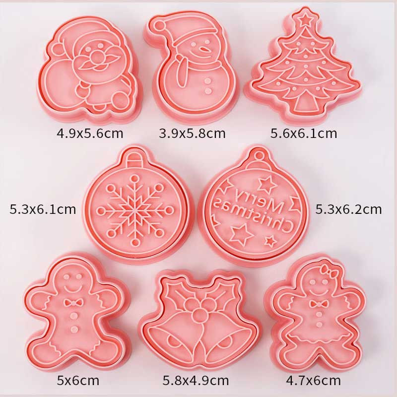 8 τμχ/Σετ Εργαλεία διακόσμησης κέικ DIY Χριστουγεννιάτικα καρτούν Κόφτες μπισκότων φόρμας για μπισκότα Σετ Πλαστική φόρμα ψησίματος Εργαλεία μπισκότων