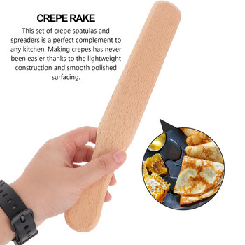Κρέπα Spreader Spatula Maker Stick Tool Pancake T Tools Batter Wood Pan Turner σε σχήμα ζυμαρικών Επαγγελματικά σκεύη διαμόρφωσης κουζίνας
