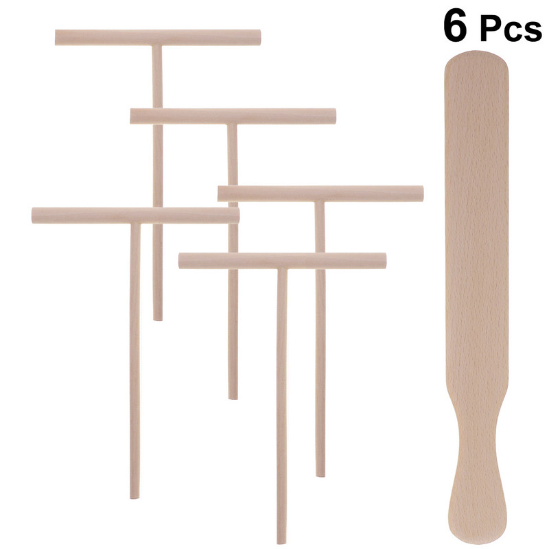 Crep Spreader Spatule Maker Stick Tool Clătite T Unelte Aluat Lemn Pan Turner Paste în formă de Bucătărie Ustensile de modelat profesional