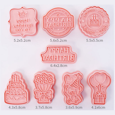 8 tk/komplekt Palju õnne sünnipäevaks Teema Küpsiselõikur Kook Karu Lilleküpsisvorm Küpsisetempel Küpsetamine Kondiitritooted Küpsetusnõud sünnipäevapeoks