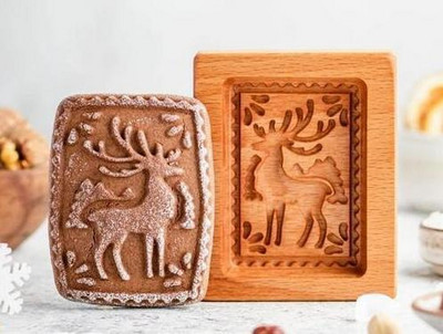 Πασχαλινά Χριστούγεννα 3D Ξύλινη φόρμα για μπισκότα Μελόψωμο Καλούπι σκαλιστή διακόσμηση Σφραγίδα ανάγλυφο χειροτεχνία διακόσμησης Εργαλεία ψησίματος M531