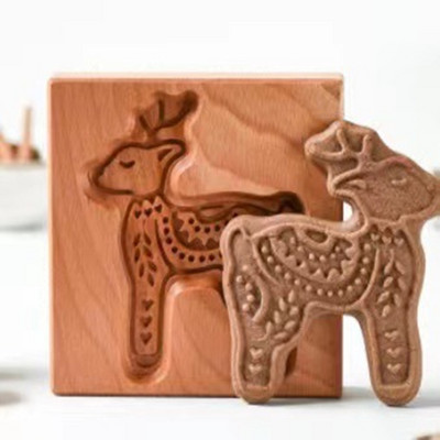 Πασχαλινά Χριστούγεννα 3D Ξύλινη φόρμα για μπισκότα Μελόψωμο Καλούπι σκαλιστή διακόσμηση Σφραγίδα ανάγλυφο χειροτεχνία διακόσμησης Εργαλεία ψησίματος M531