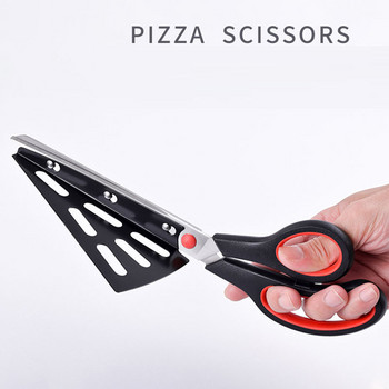 Ножица за пица 2In1 Многофункционална ножица за палачинки от неръждаема стомана Подвижна шпатула Аксесоари за печене Кухненски инструмент