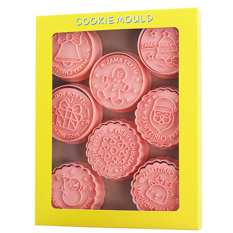 8 bucăți/set 3D tăietori de prăjituri de Crăciun matriță de biscuiți din plastic pentru desene animate ștampile pentru prăjiturele presabile pentru decorarea de Anul Nou de Crăciun articole de patiserie