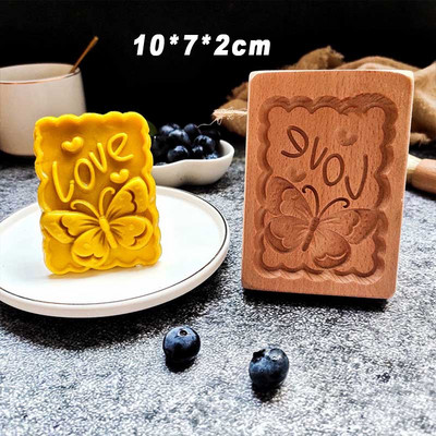 Ξύλινη φόρμα για μπισκότα Φόρμα για μπισκότα γάμου Flower Tree Cartoon Ζώα Μοτίβο τούρτας Εργαλεία φόρμας ψησίματος για τα Χριστούγεννα το Πάσχα