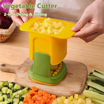 Машина за чипс Ръчна резачка за зеленчуци под налягане Машина за кълцане на картофи за моркови Резачки за плодове Нарязване на кубчета Инструмент за кълцане на картофи и зеленчуци