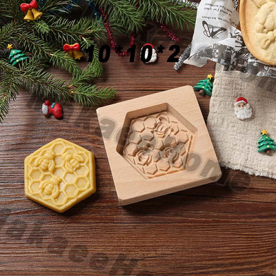 Drveni kalup za kolačiće 3d božićni kalupi za kolače Rezač za kekse Kalupi za reljefne kalupe za kolače i kolače Moldes Galletas Press