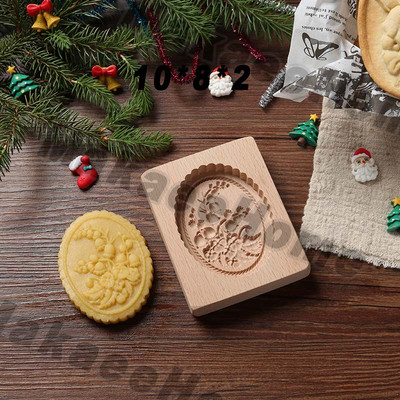Drveni kalup za kolačiće 3d božićni kalupi za kolače Rezač za kekse Kalupi za reljefne kalupe za kolače i kolače Moldes Galletas Press