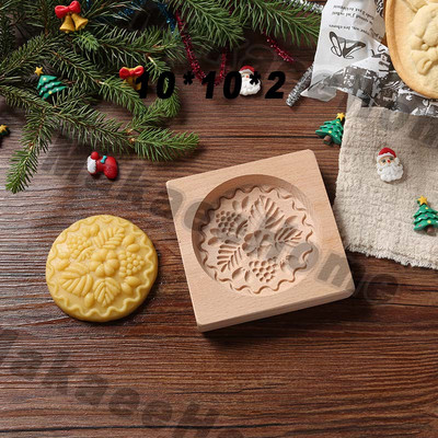 Drveni kalup za kolačiće 3d božićni kalupi za kolače Rezač za kekse Kalupi za reljefne kalupe za kolače i kolače Moldes Galletas Press