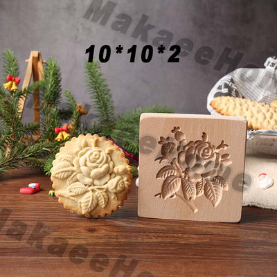 Drveni kalup za kolačiće 3d božićni kalupi za kolače Rezač za kekse Kalupi za reljefne kalupe za kolače i kolače Moldes Galletas Press