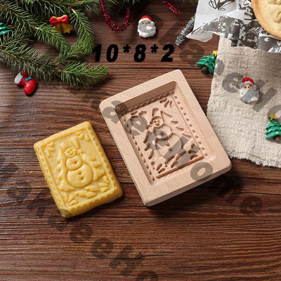 Drveni kalup za kolačiće 3d božićni kalupi za kolače Rezač za kekse Kalupi za reljefne kalupe za kolače i kolače Moldes Galletas Press