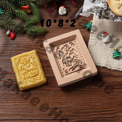 Drveni kalup za kolačiće 3d božićni kalupi za kolače Rezač za kekse Kalupi za reljefne kalupe za kolače i kolače Moldes Galletas Press