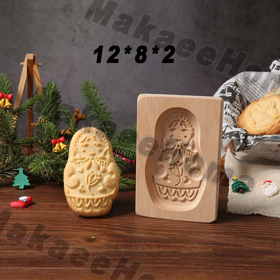 Drveni kalup za kolačiće 3d božićni kalupi za kolače Rezač za kekse Kalupi za reljefne kalupe za kolače i kolače Moldes Galletas Press
