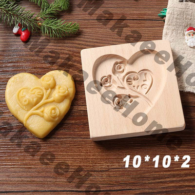 Drveni kalup za kolačiće 3d božićni kalupi za kolače Rezač za kekse Kalupi za reljefne kalupe za kolače i kolače Moldes Galletas Press