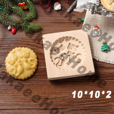 Drveni kalup za kolačiće 3d božićni kalupi za kolače Rezač za kekse Kalupi za reljefne kalupe za kolače i kolače Moldes Galletas Press