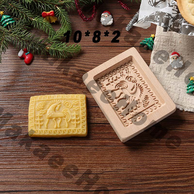 Drveni kalup za kolačiće 3d božićni kalupi za kolače Rezač za kekse Kalupi za reljefne kalupe za kolače i kolače Moldes Galletas Press