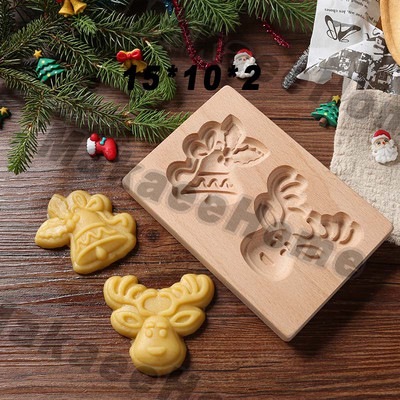 Drveni kalup za kolačiće 3d božićni kalupi za kolače Rezač za kekse Kalupi za reljefne kalupe za kolače i kolače Moldes Galletas Press