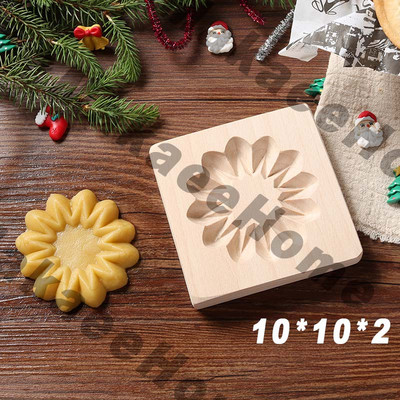 Drveni kalup za kolačiće 3d božićni kalupi za kolače Rezač za kekse Kalupi za reljefne kalupe za kolače i kolače Moldes Galletas Press