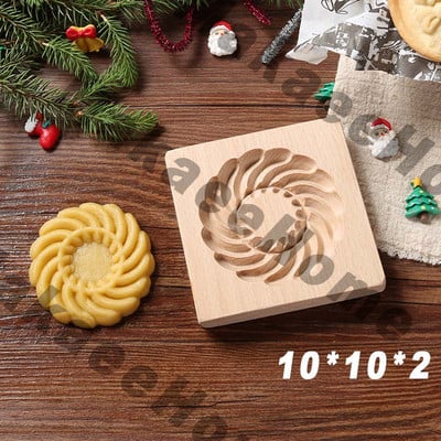 Drveni kalup za kolačiće 3d božićni kalupi za kolače Rezač za kekse Kalupi za reljefne kalupe za kolače i kolače Moldes Galletas Press