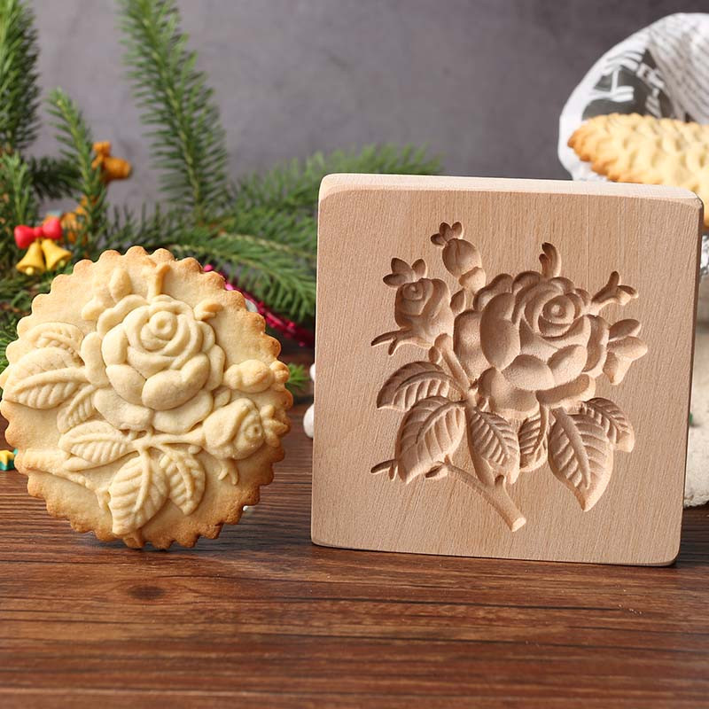 Drveni kalup za kolačiće 3d božićni kalupi za kolače Rezač za kekse Kalupi za reljefne kalupe za kolače i kolače Moldes Galletas Press