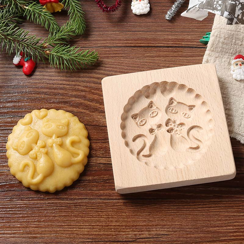 Drveni kalup za kolačiće 3d božićni kalupi za kolače Rezač za kekse Kalupi za reljefne kalupe za kolače i kolače Moldes Galletas Press