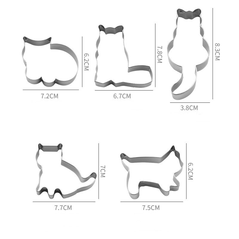 5 tk/komplekt Loomade kasside küpsiselõikur Vorm ise küpsisvorm küpsise templilõikurid Küpsetusnõud Küpsetustööriistad Suhkrumassi lõikurid