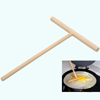 Κρέπα Spreader Ξύλινο κουρκούτι Κουζίνα Pancake Εργαλεία Ζύμης Ξύλινα σκεύη Pabcake Διανομέας Ξύστρα Making T Rake Shaped