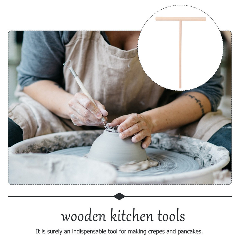 Krepų barstytuvas Medinis tešlos gaminys virtuvės blynų įrankis tešlos įrankiai mediniai indai Pabcake platintojas grandiklis T grėblio formos