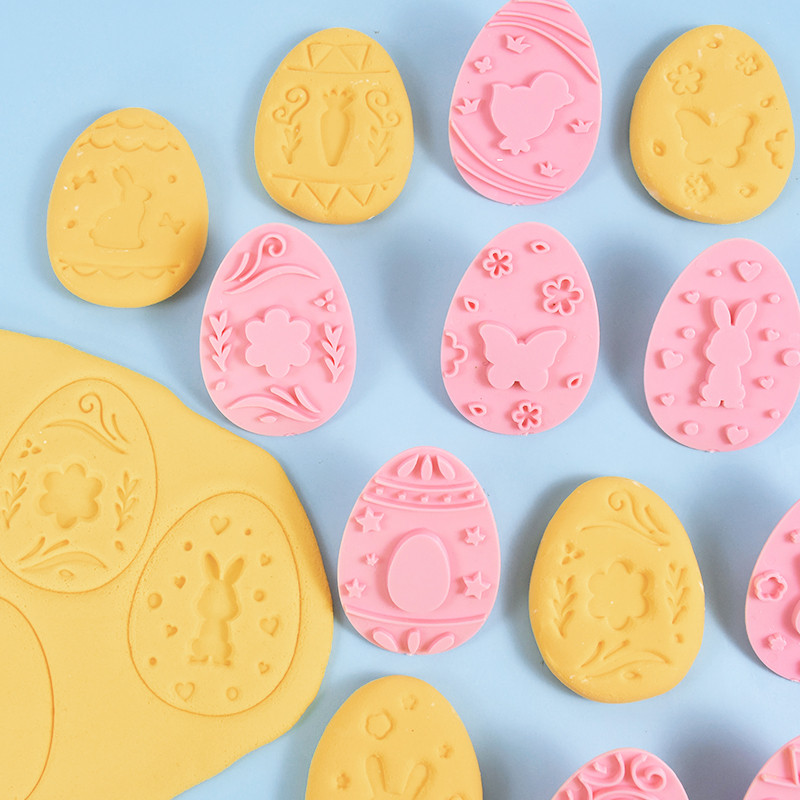 9 τεμ. Πασχαλινή φόρμα κουνελιού για μπισκότο πλαστικό λαγουδάκι κόφτης μπισκότων αυγών σφραγίδα ανάγλυφη τούρτα ζαχαροπλαστικής για το Πάσχα Εργαλεία διακόσμησης ψησίματος