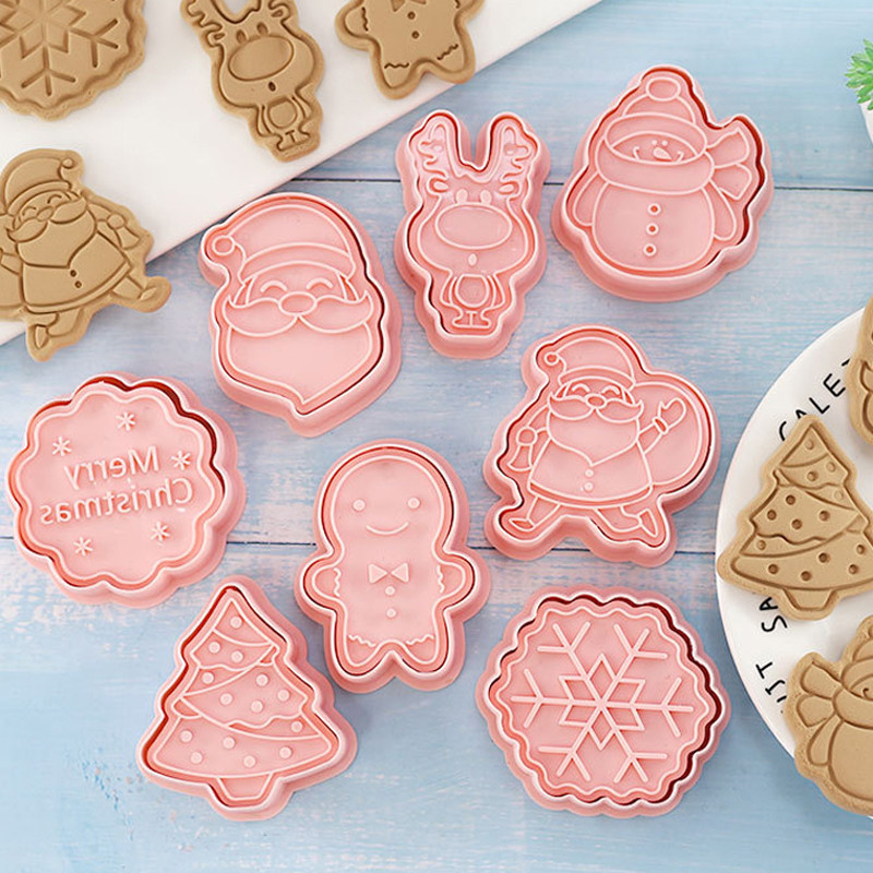 8 τεμάχια χριστουγεννιάτικα μπισκότα κουπάτ σε σχήμα λουλουδιού Φόρμα μπισκότων Πλαστική μελόψωμο Σπίτι Santa`s Cutters for Home Kitchen