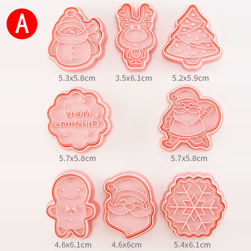 8 τεμάχια χριστουγεννιάτικα μπισκότα κουπάτ σε σχήμα λουλουδιού Φόρμα μπισκότων Πλαστική μελόψωμο Σπίτι Santa`s Cutters for Home Kitchen