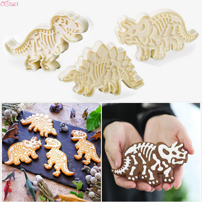 3D Dinosaur Cookie Cutters Mold Dinosaur Biscuit Refassing Mold Sugarcraft Dessert Mold Baking Fondant Cake Decoration Εργαλείο 3τμχ