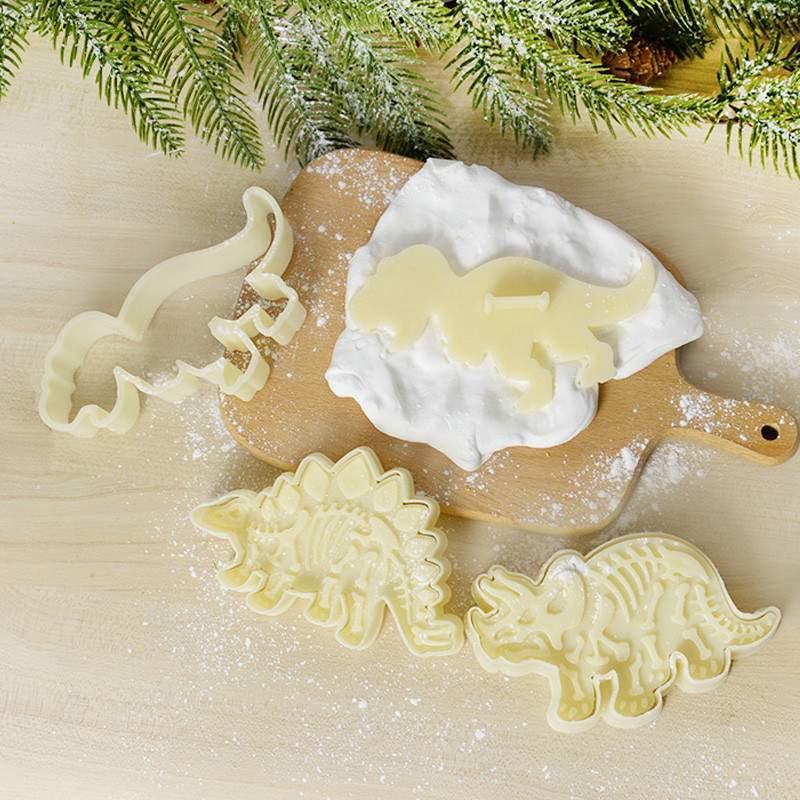 3D Dinosaur Cookie Cutters Mold Dinosaur Biscuit Refassing Mold Sugarcraft Dessert Mold Baking Fondant Cake Decoration Εργαλείο 3τμχ
