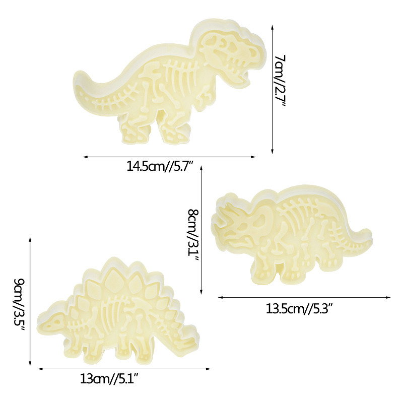 3D Dinosaur Cookie Cutters Mold Dinosaur Biscuit Refassing Mold Sugarcraft Dessert Mold Baking Fondant Cake Decoration Εργαλείο 3τμχ