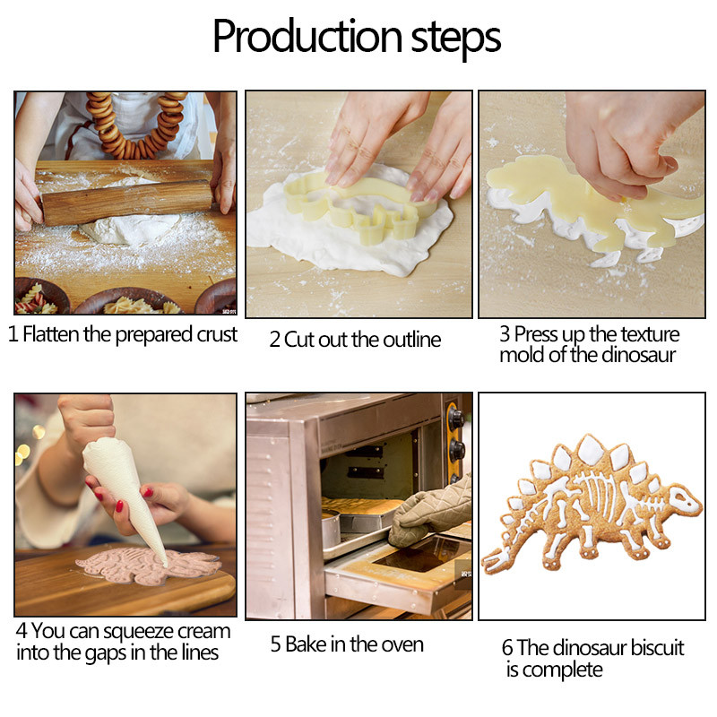 3D Dinosaur Cookie Cutters Mold Dinosaur Biscuit Refassing Mold Sugarcraft Dessert Mold Baking Fondant Cake Decoration Εργαλείο 3τμχ
