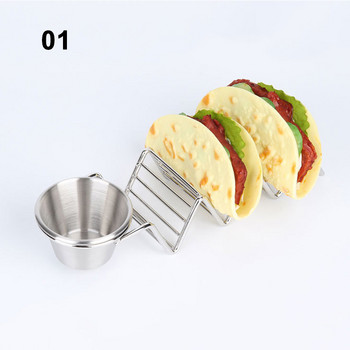 Βάση βάσης Taco από ανοξείδωτο χάλυβα Taco Plate Τηγανητό φαγητό Ψύξη Δίσκος αποστράγγισης Ράφι αποθήκευσης τηγανιτών Ράφι επίδειξης πίτας με κύπελλο