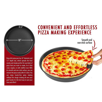 Премиум незалепваща тава за пица Съд за печене от въглеродна стомана Плоча за пица Кръгла дълбока чиния Тава за пица Тава Форма Инструменти за печене
