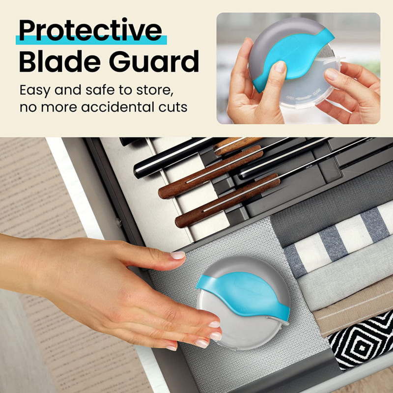 Dispozitiv de tăiat pizza Roată cu lamă de tăiere Tăiător de patiserie Cuțit mare ascuțit Accesorii pentru copt de bucătărie Instrument de copt pentru aluat din oțel inoxidabil