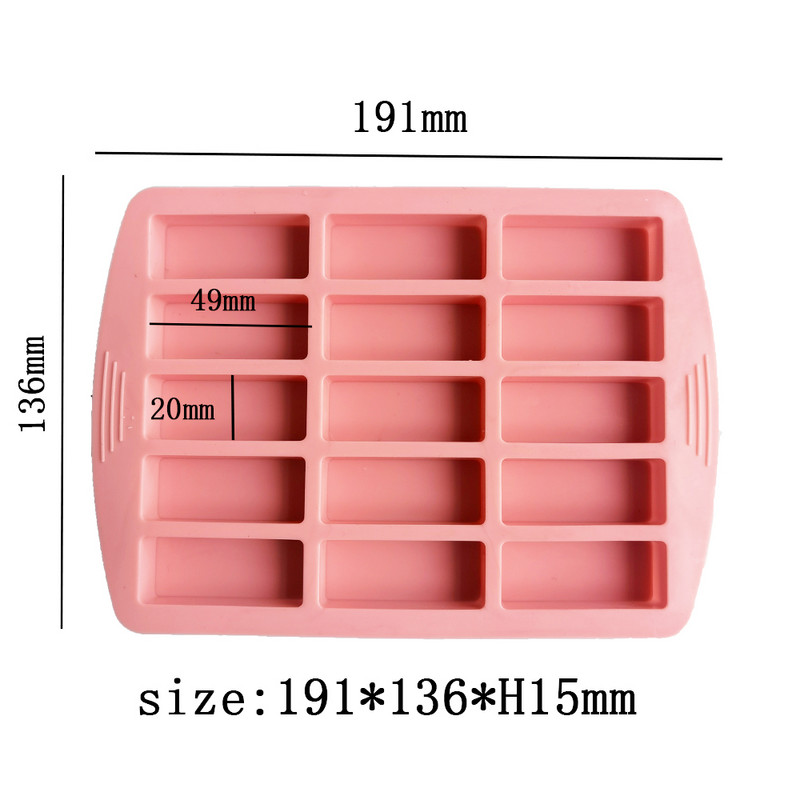 15 τετράγωνα καλούπια σιλικόνης κοιλότητας Ζελέ καραμέλα Σοκολατένια τρούφες Φόρμα Δίσκος παγοκύβων Σχάρα Φοντάν Φόρμα για κέικ Εργαλεία διακόσμησης