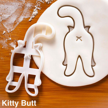 3 τμχ/Σετ φόρμα για μπισκότα Cat Kitty Butt Φόρμα DIY Χριστουγεννιάτικη τρισδιάστατη φόρμα μπισκότων για παιδιά Παιδιά Cute Bakeware Πλαστικό εργαλείο ψησίματος