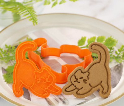 3 tk/komplekt Cat Kitty Butt küpsiselõikurid meisterdage jõulud 3D küpsisevorm lastele lastele armsad küpsetusnõud, plastikust küpsetustööriist