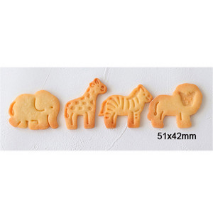 Set de 4 bucăți de tăietor de prăjituri cu flori de animale din desene animate, matriță pentru prăjituri cu piston, pentru prăjituri cu fondant, pentru ștampila de flori de animale, unelte pentru patiserie