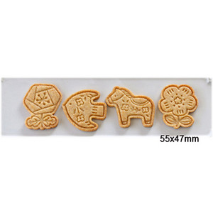 Set de 4 bucăți de tăietor de prăjituri cu flori de animale din desene animate, matriță pentru prăjituri cu piston, pentru prăjituri cu fondant, pentru ștampila de flori de animale, unelte pentru patiserie