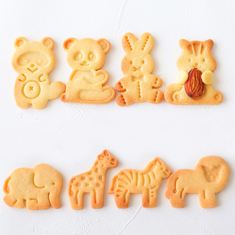 Set de 4 bucăți de tăietor de prăjituri cu flori de animale din desene animate, matriță pentru prăjituri cu piston, pentru prăjituri cu fondant, pentru ștampila de flori de animale, unelte pentru patiserie